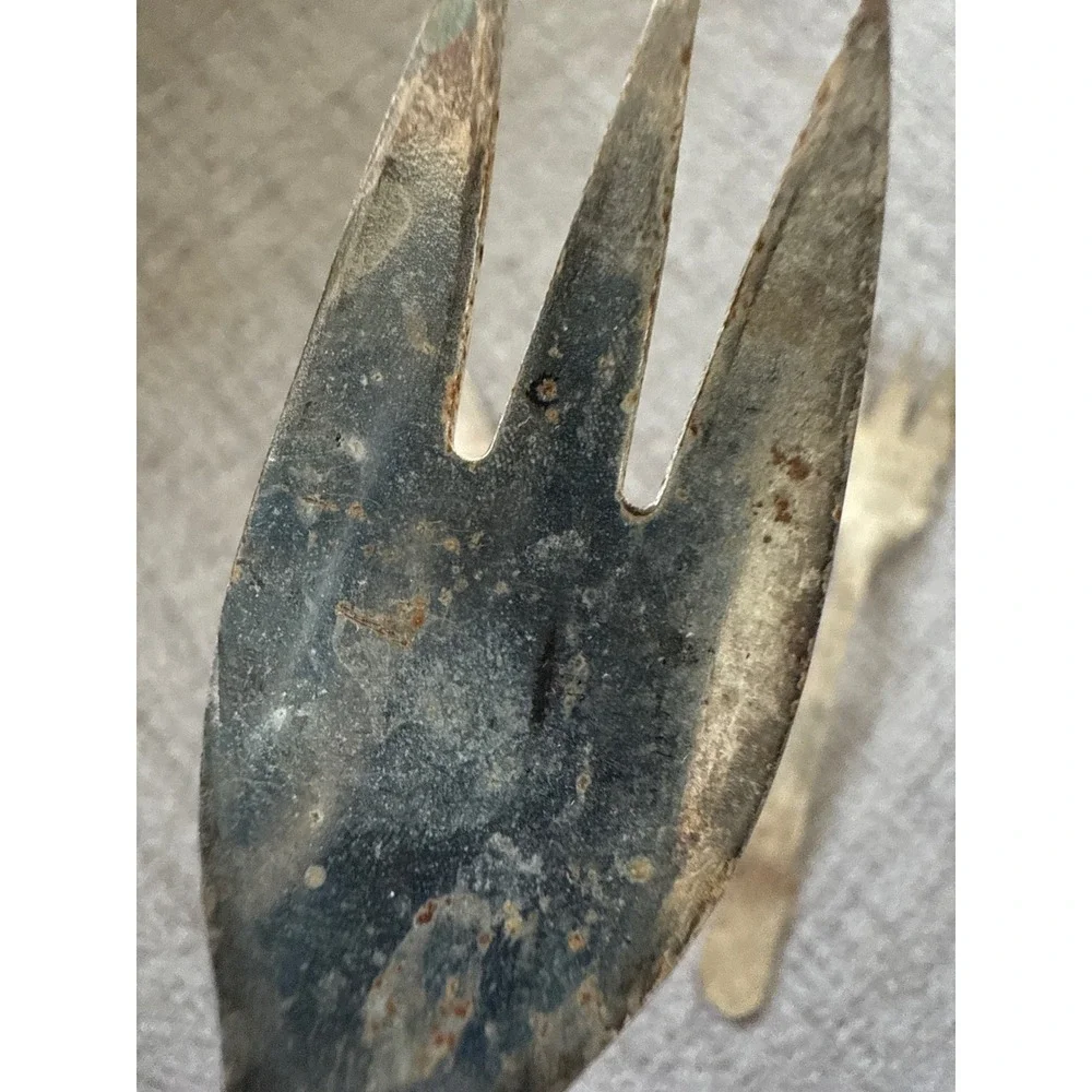 Italian Olive Fork‎ Silverplate Cocktail set of 3 Pickle Fork Italy Patina